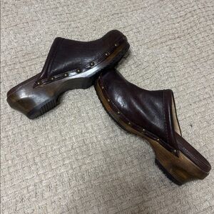 Frye Dark Brown Leather Mules
